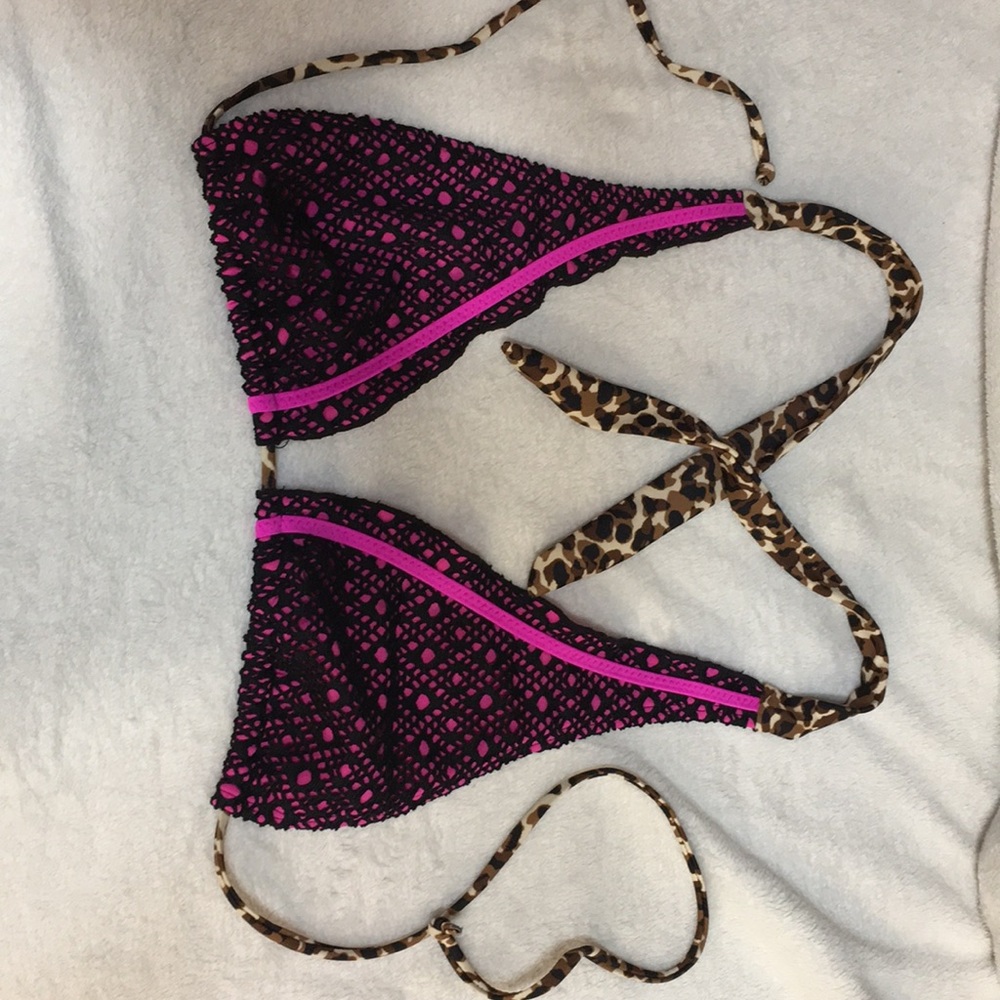 Pink & black bikini bra